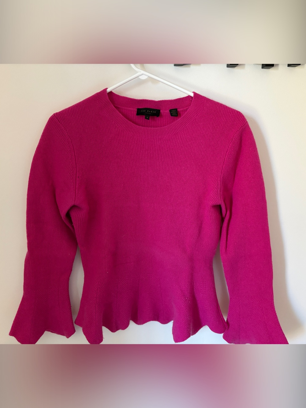 Ted Baker Bright Magenta Ribbed Crew Neck Sweater